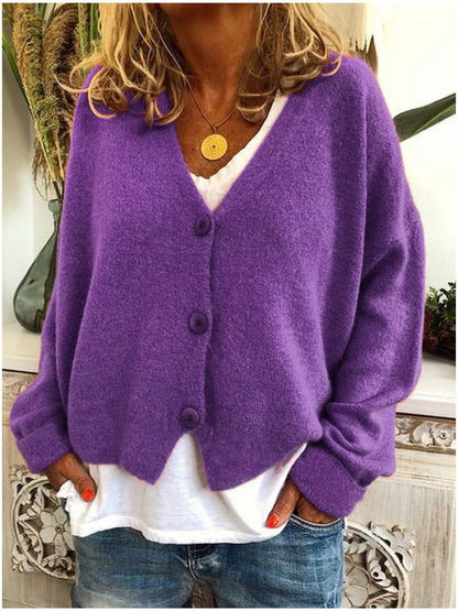 Aria Women's Knit Cardigan | V-Neck, Button-Front, Relaxed Fit 4