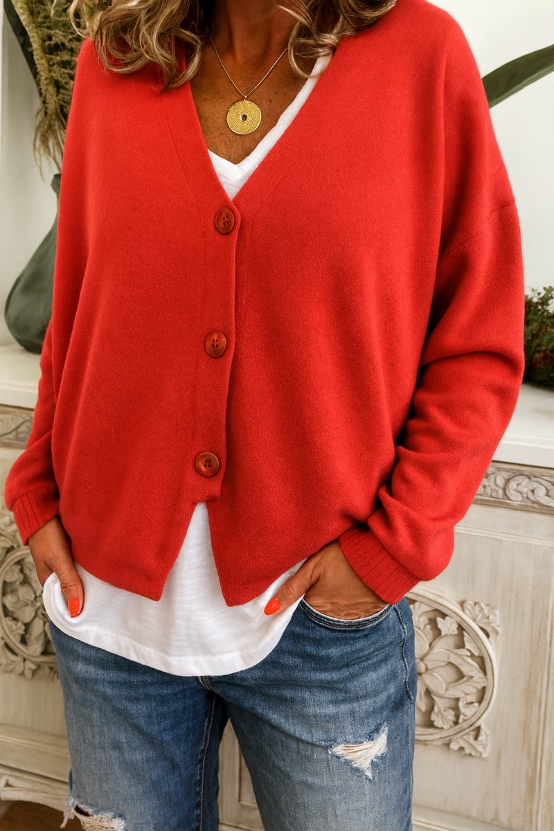 Aria Women's Knit Cardigan | V-Neck, Button-Front, Relaxed Fit 5