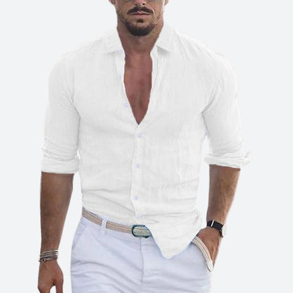 Arvin Men's Slim Fit Linen Shirt | Lightweight Open Collar, Casual Summer Wear 4