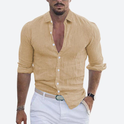 Arvin Men's Slim Fit Linen Shirt | Lightweight Open Collar, Casual Summer Wear 7