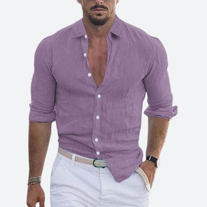 Arvin Men's Slim Fit Linen Shirt | Lightweight Open Collar, Casual Summer Wear 8