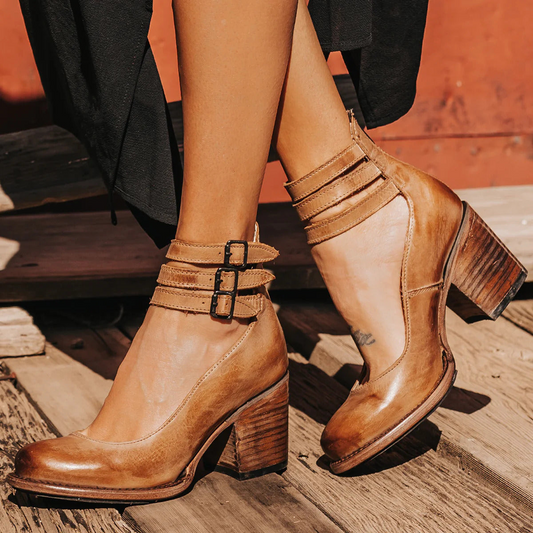 Aubrey Women’s Ankle Boots with Block Heel and Buckle Detail 0
