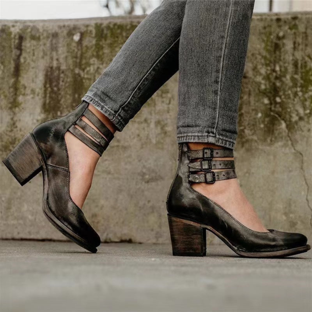 Aubrey Women’s Ankle Boots with Block Heel and Buckle Detail 3