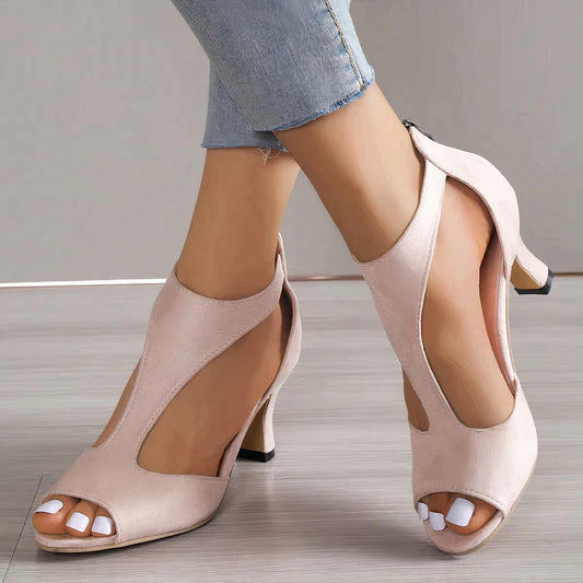 Aura Women’s High Heels with Open Toe Design and Back Zipper for Comfortable All-Day Wear 0