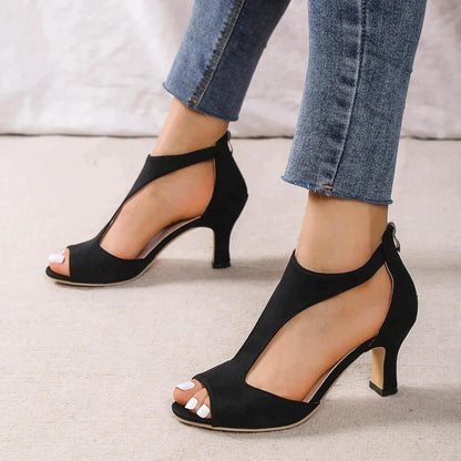 Aura Women’s High Heels with Open Toe Design and Back Zipper for Comfortable All-Day Wear 1