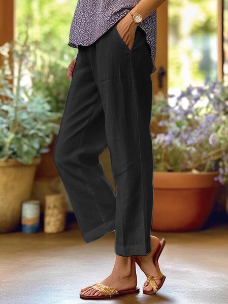 Ava Women’s Casual Pants with Pockets and Cropped Straight Fit 2