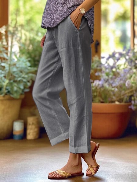 Ava Women’s Casual Pants with Pockets and Cropped Straight Fit 3