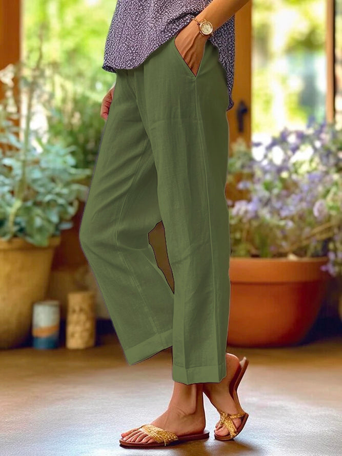 Ava Women’s Casual Pants with Pockets and Cropped Straight Fit 5