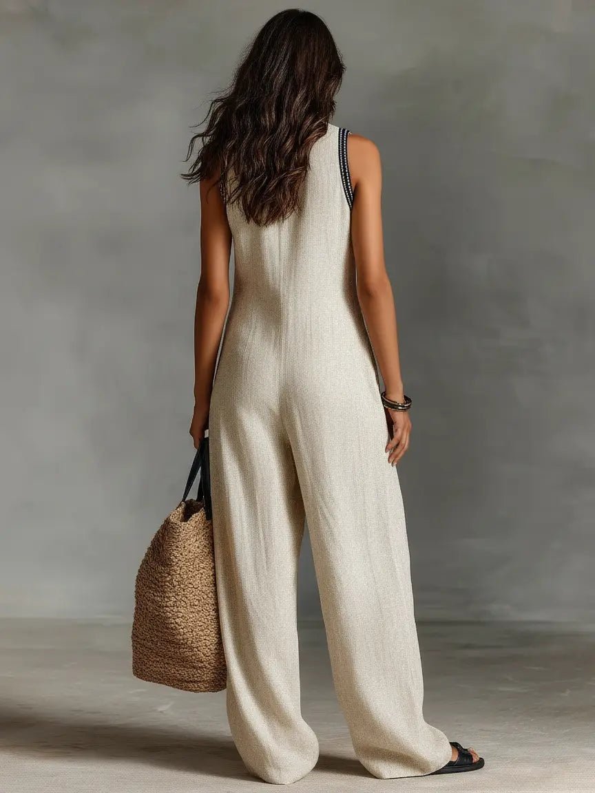 Ava Women’s Jumpsuit with Sleeveless Design and Stand Collar 2