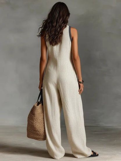 Ava Women’s Jumpsuit with Sleeveless Design and Stand Collar 2