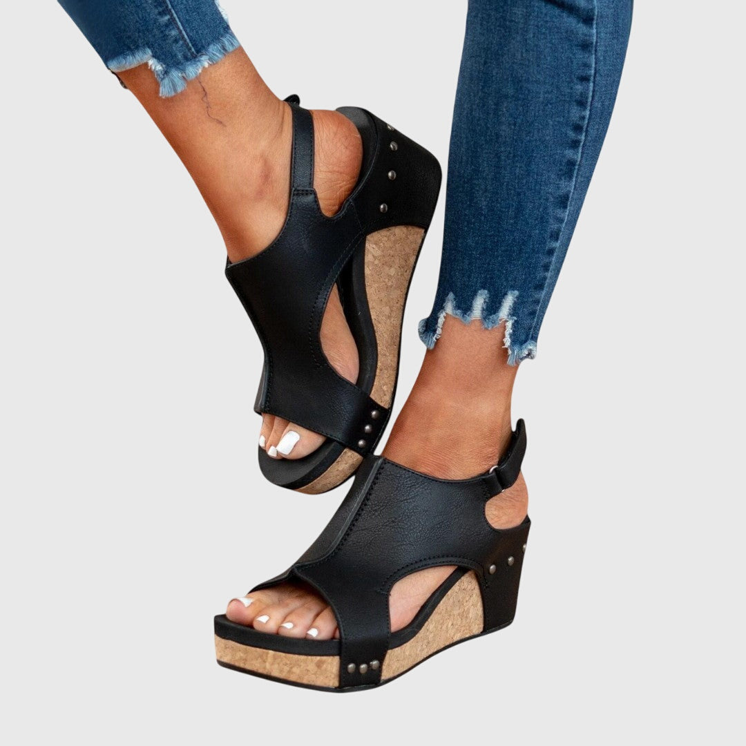 Ava Women's Sandals with Adjustable Buckle and Lightweight Wedge 6
