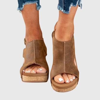 Ava Women's Sandals with Adjustable Buckle and Lightweight Wedge 8