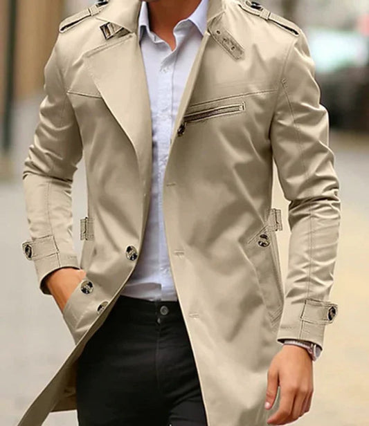 Avery Men's Slim-Fit Wool Overcoat | Double-Breasted, Military-Inspired Design 0