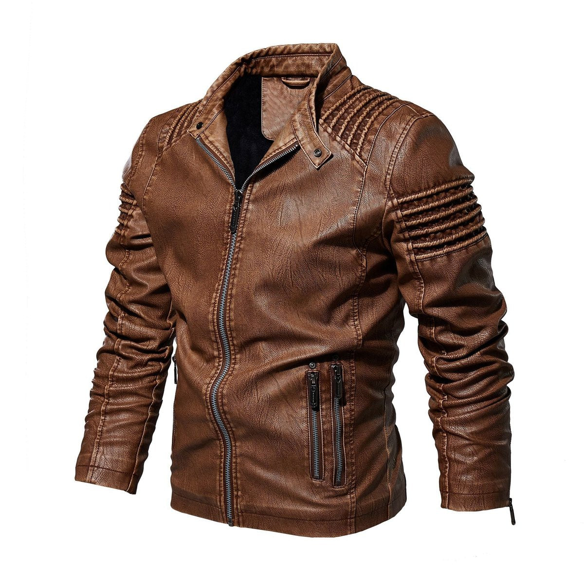 Axton Men's Moto-Style Jacket | Faux Leather, Fleece-Lined Winter Wear 1