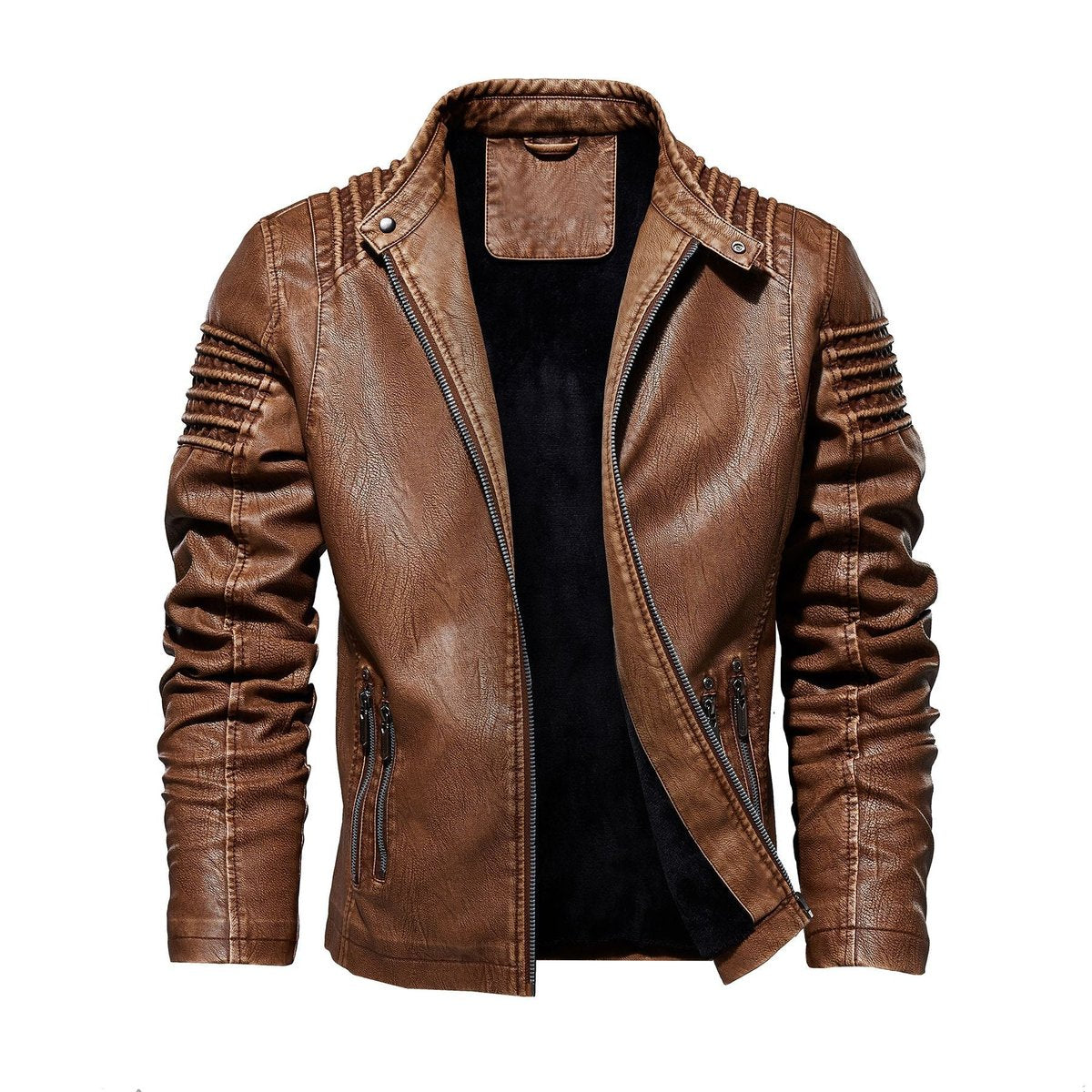 Axton Men's Moto-Style Jacket | Faux Leather, Fleece-Lined Winter Wear 4