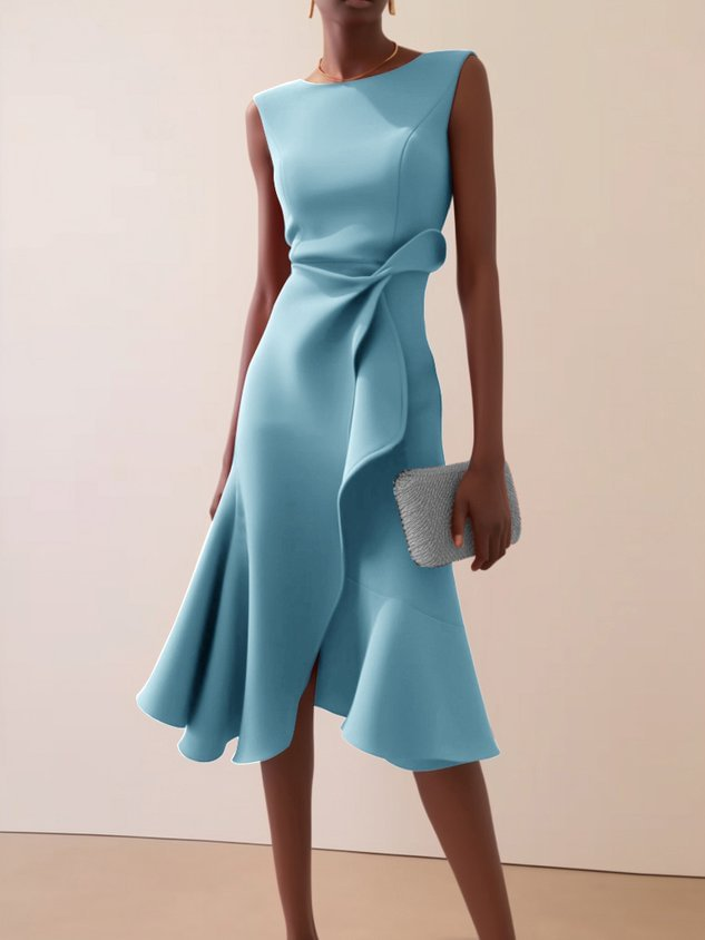 Beatrice Women’s Midi Dress with Draped Asymmetrical Design 2