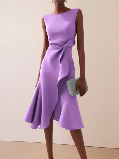 Beatrice Women’s Midi Dress with Draped Asymmetrical Design 3