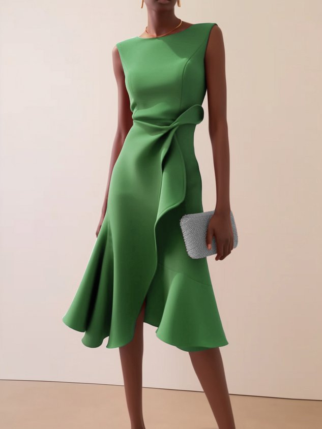 Beatrice Women’s Midi Dress with Draped Asymmetrical Design 4
