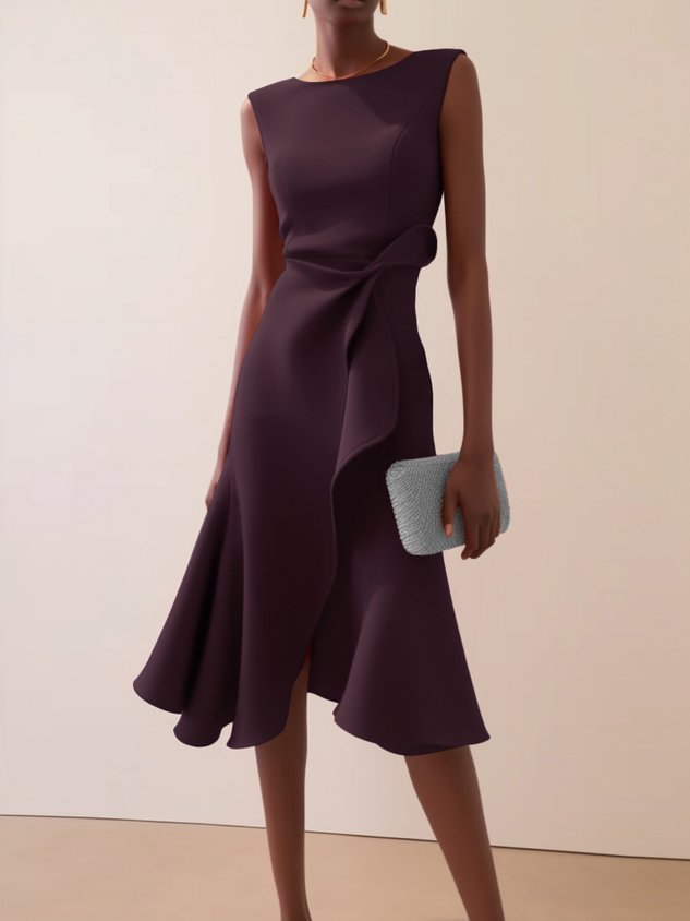Beatrice Women’s Midi Dress with Draped Asymmetrical Design 5