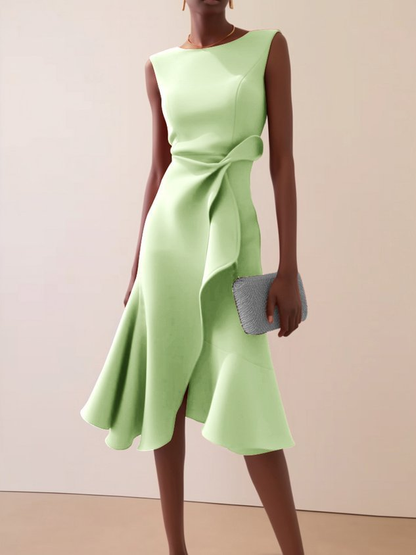 Beatrice Women’s Midi Dress with Draped Asymmetrical Design 6