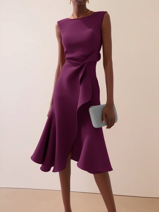 Beatrice Women’s Midi Dress with Draped Asymmetrical Design 7