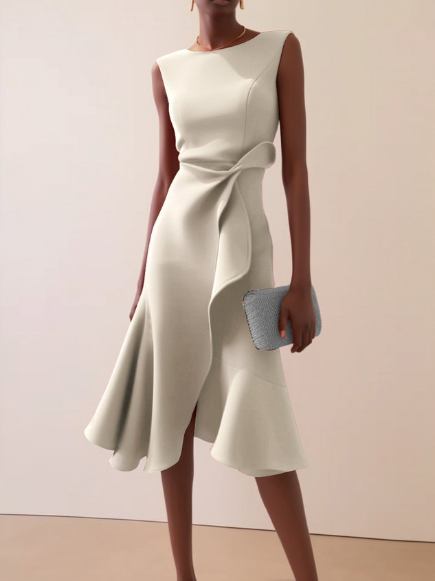Beatrice Women’s Midi Dress with Draped Asymmetrical Design 8