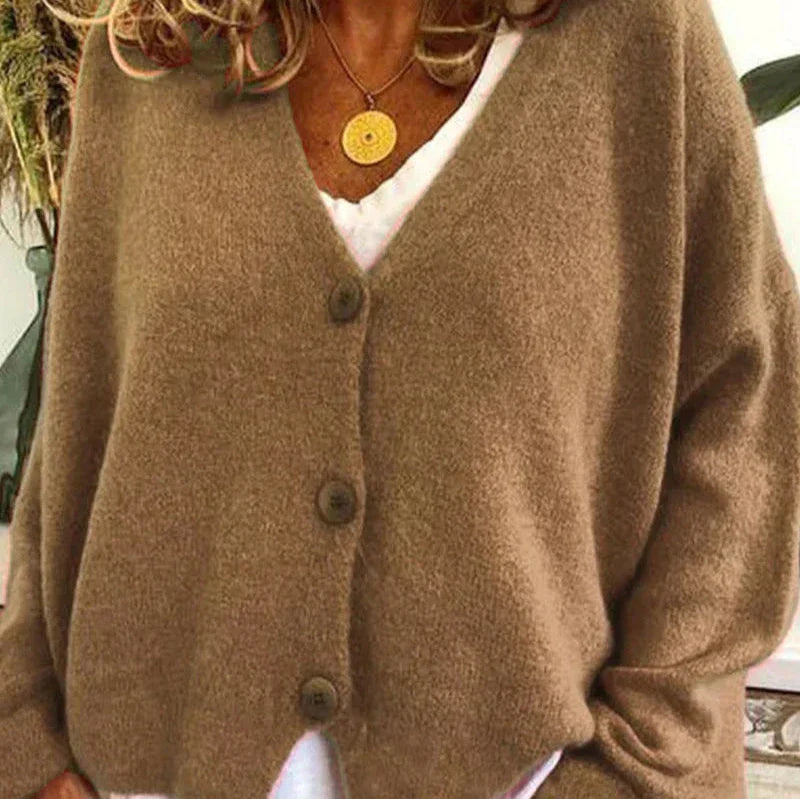 Bella Women’s Cardigan Sweater with V-Neck and Button Placket 0