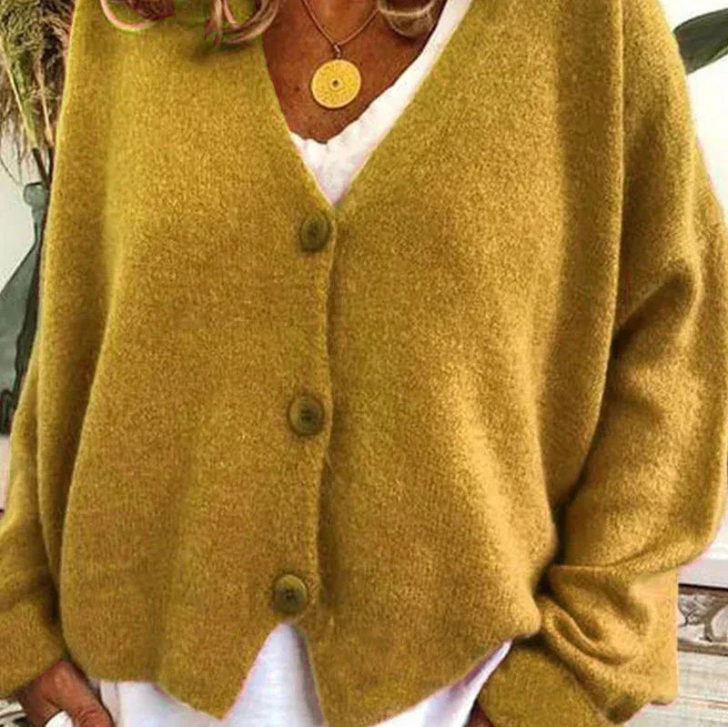 Bella Women’s Cardigan Sweater with V-Neck and Button Placket 1