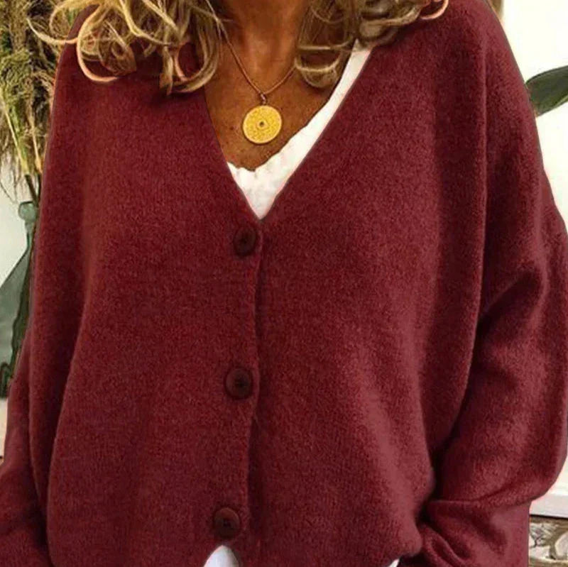 Bella Women’s Cardigan Sweater with V-Neck and Button Placket 12
