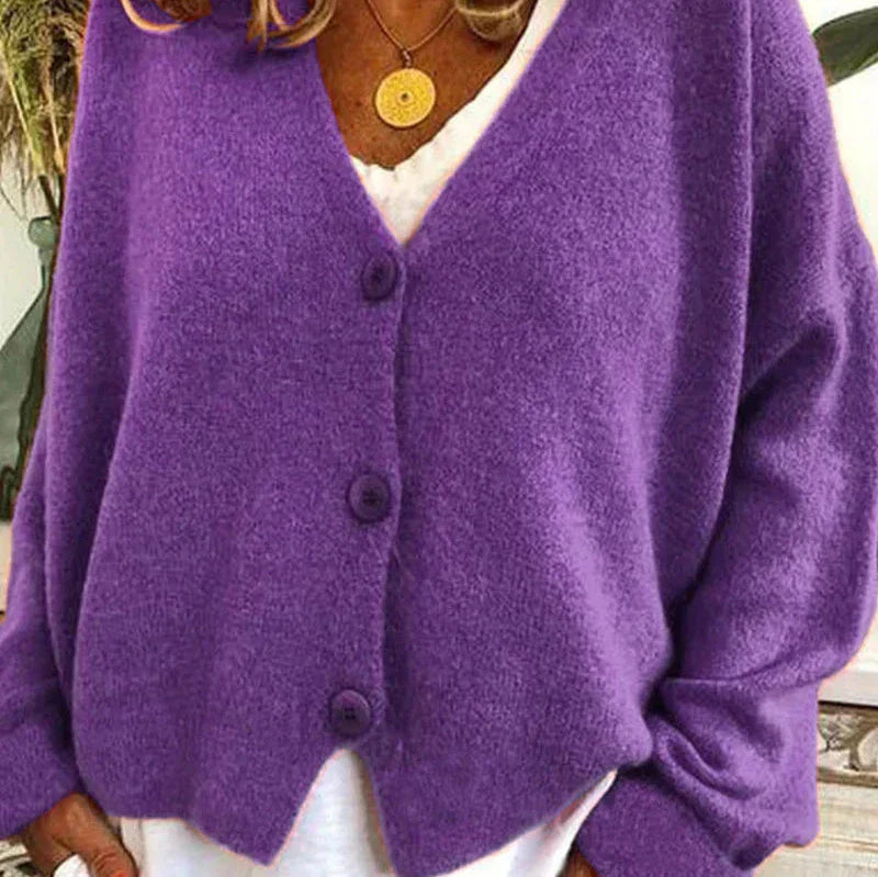 Bella Women’s Cardigan Sweater with V-Neck and Button Placket 2
