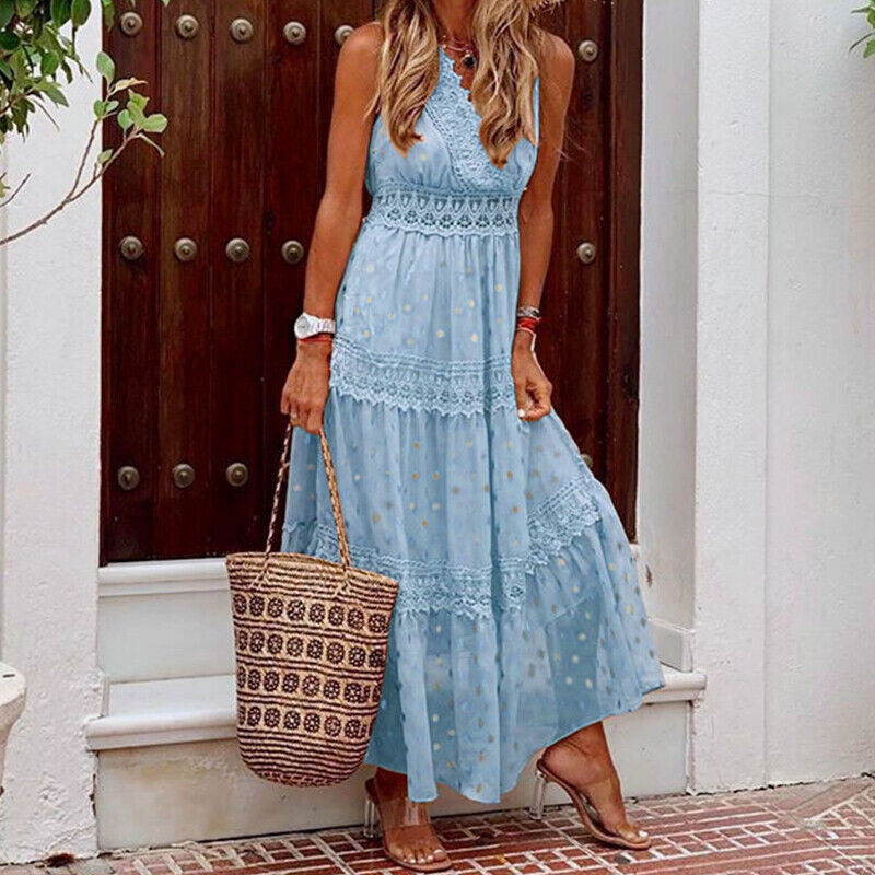 Bella Women’s Summer Dress with Boho Lace and Floral Pattern 2
