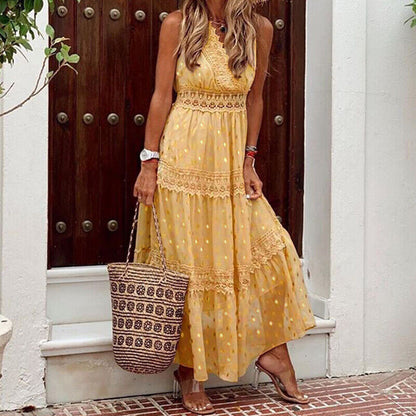 Bella Women’s Summer Dress with Boho Lace and Floral Pattern 4