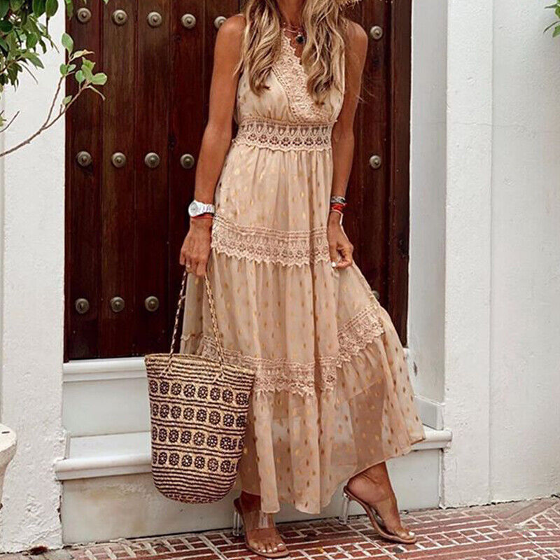 Bella Women’s Summer Dress with Boho Lace and Floral Pattern 5