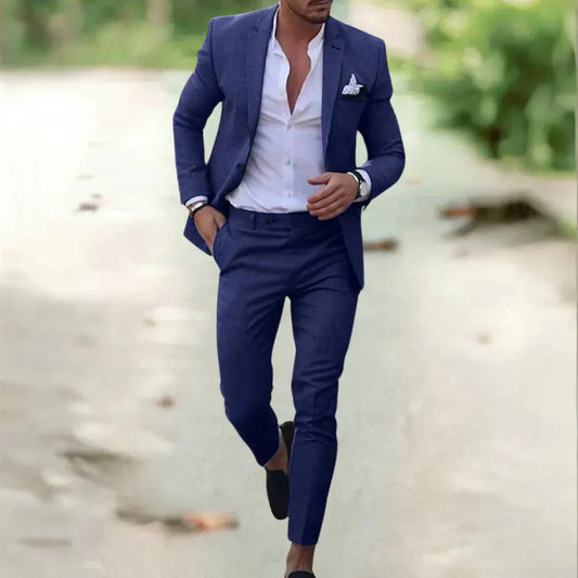 Benson Men's Suit with Tailored Jacket and Matching Trousers for Weddings and Formal Events 0