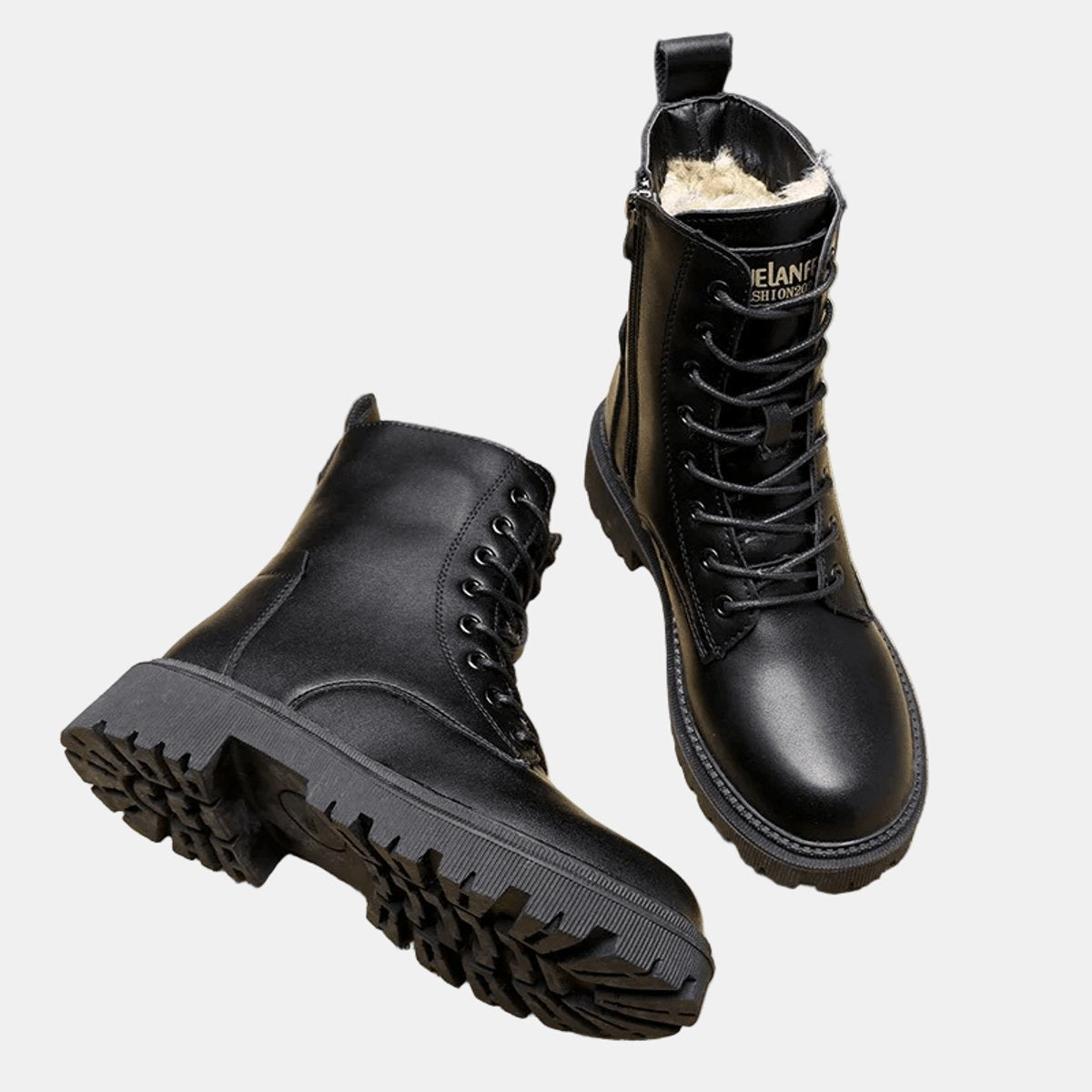Cami Women's Combat Ankle Boots | Faux Leather, Fleece-Lined 1