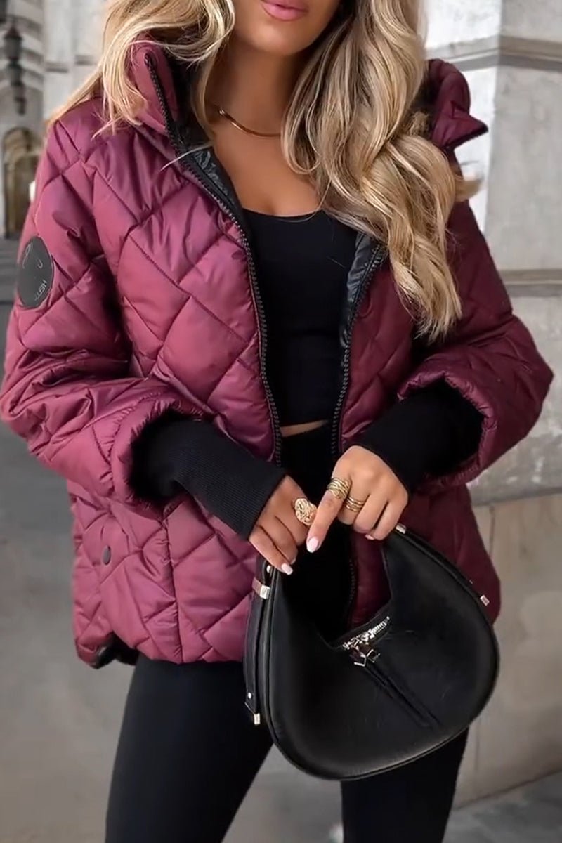 Camila Women's Quilted Puffer Jacket | Diamond Stitch, Hooded Zip-Up 0