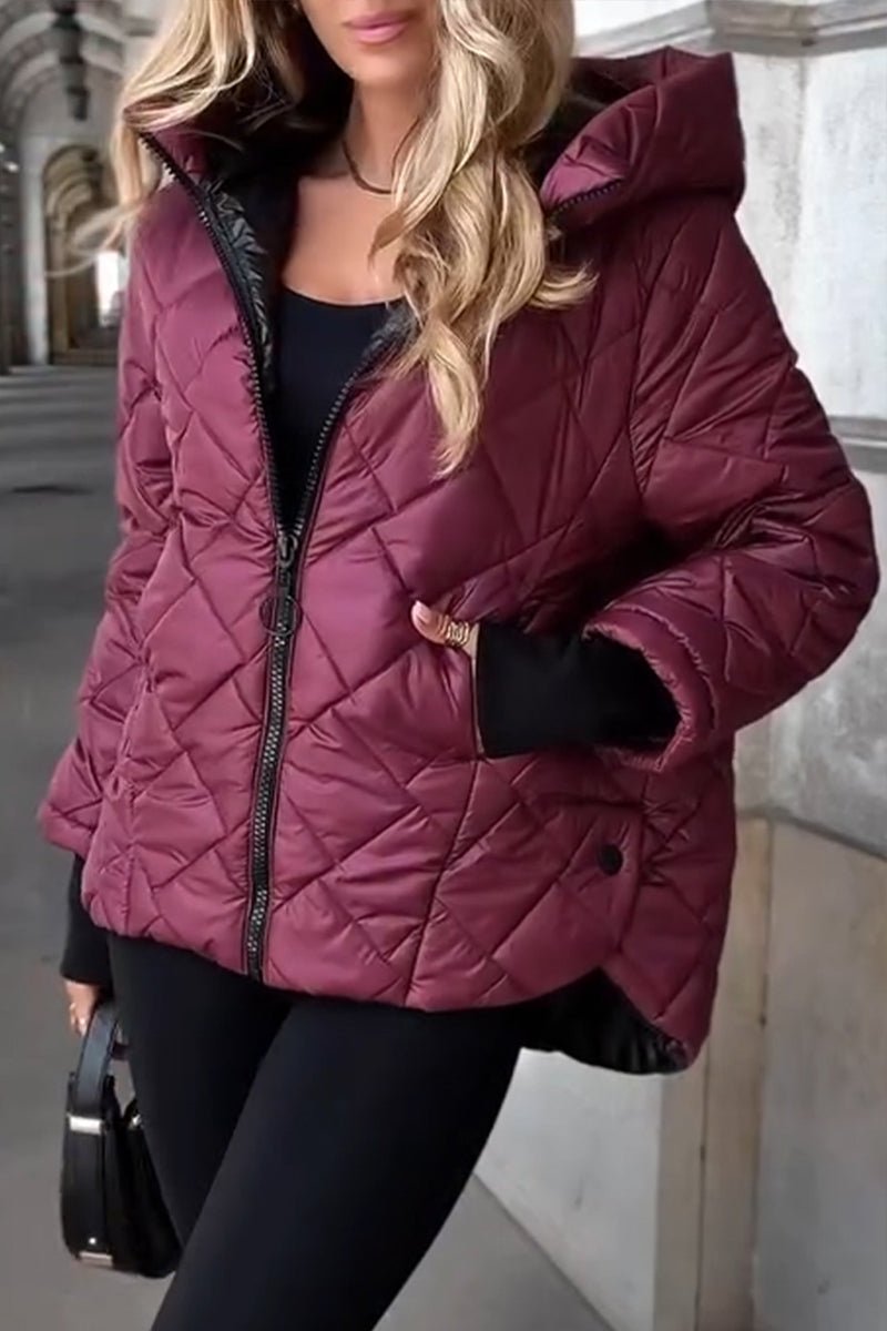 Camila Women's Quilted Puffer Jacket | Diamond Stitch, Hooded Zip-Up 3