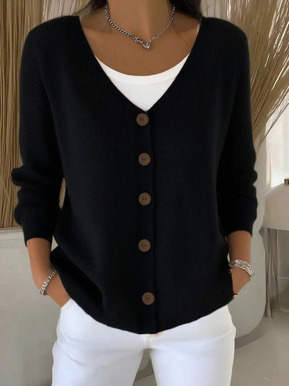 Camila Women's V-Neck Knit Sweater | Button-Front, Stretch Blend 3