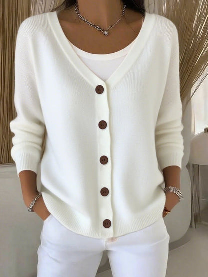 Camila Women's V-Neck Knit Sweater | Button-Front, Stretch Blend 4