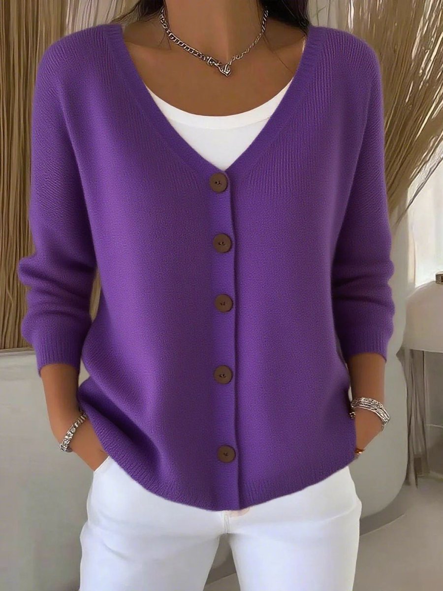 Camila Women's V-Neck Knit Sweater | Button-Front, Stretch Blend 6