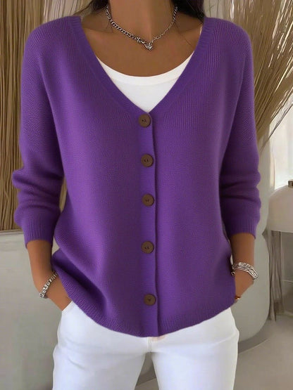 Camila Women's V-Neck Knit Sweater | Button-Front, Stretch Blend 6