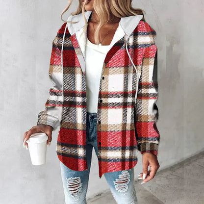 Carmen Women’s Cardigan with Checkered Pattern and Draped Fit 2