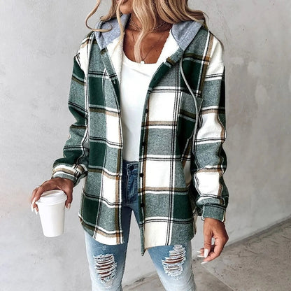Carmen Women’s Cardigan with Checkered Pattern and Draped Fit 3