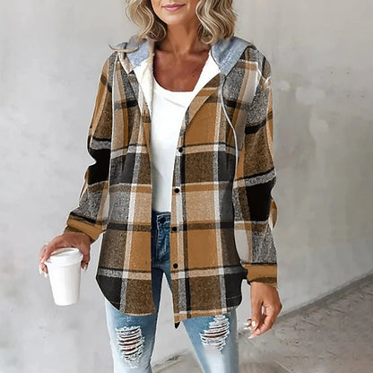 Carmen Women’s Cardigan with Checkered Pattern and Draped Fit 4