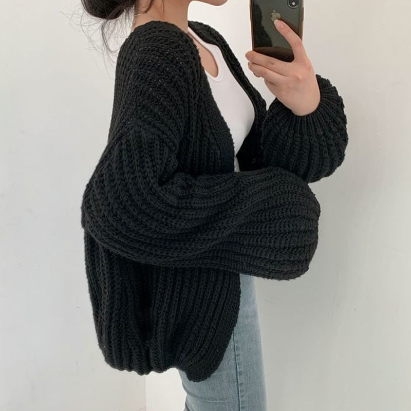 Carmen Women's Cardigan with Chunky Knit and Open Front Design 1