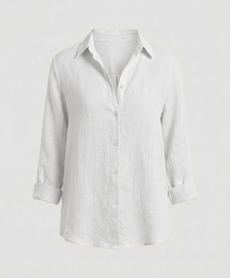 Catherine Women’s Linen Blouse with Three-Quarter Sleeves and Classic Collar 3