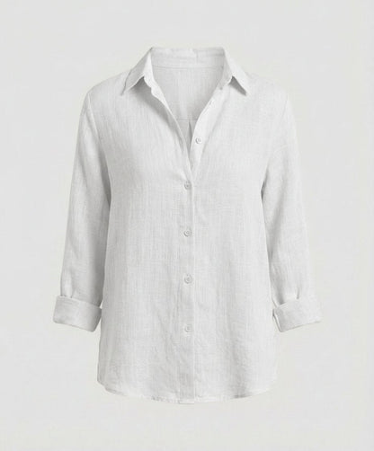 Catherine Women’s Linen Blouse with Three-Quarter Sleeves and Classic Collar 3