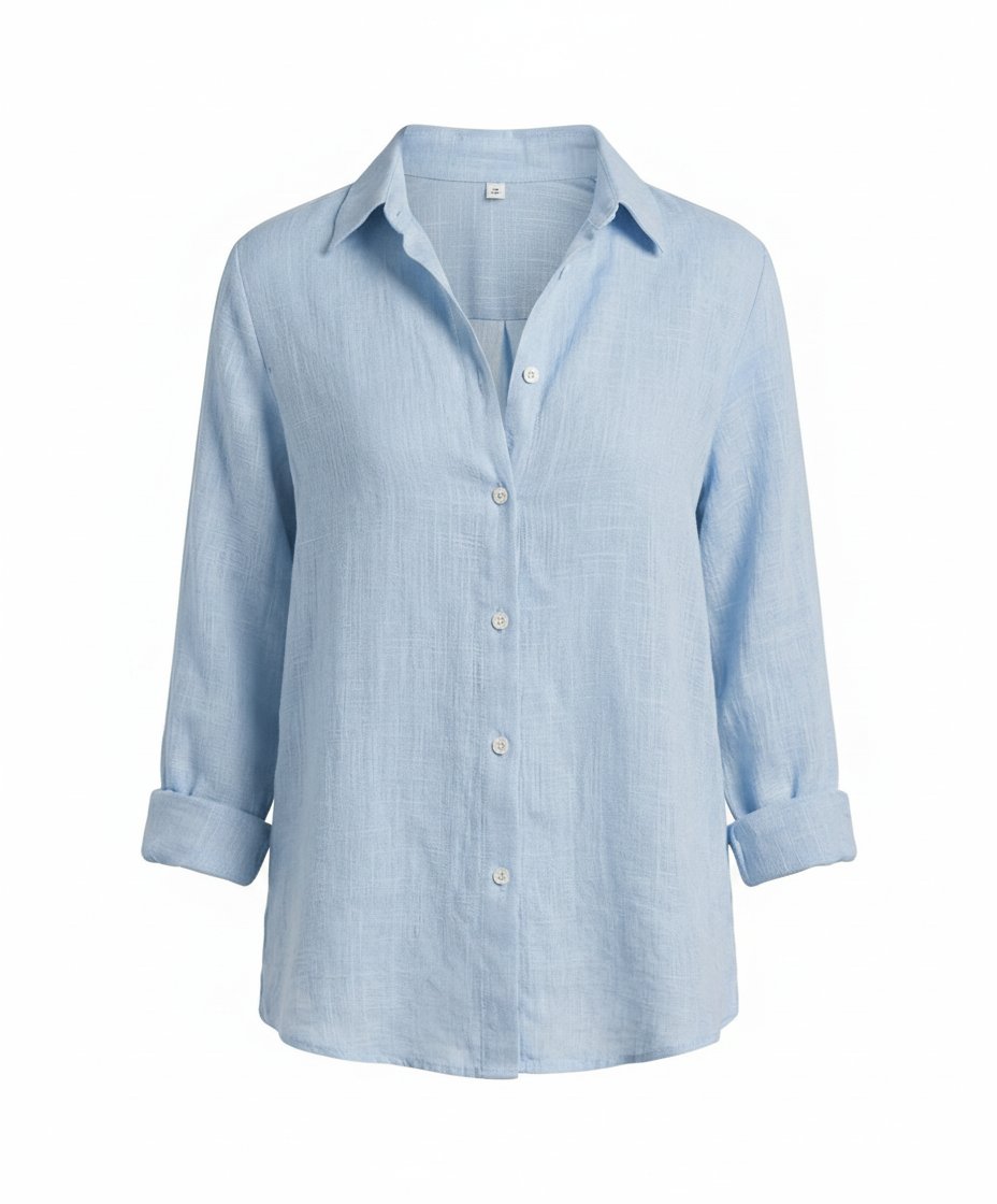 Catherine Women’s Linen Blouse with Three-Quarter Sleeves and Classic Collar 4