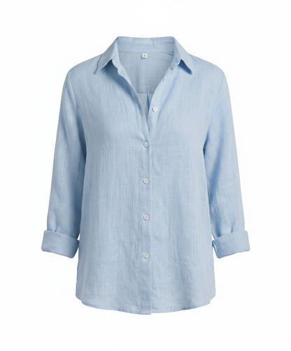 Catherine Women’s Linen Blouse with Three-Quarter Sleeves and Classic Collar 4