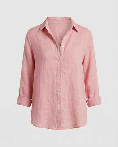 Catherine Women’s Linen Blouse with Three-Quarter Sleeves and Classic Collar 5